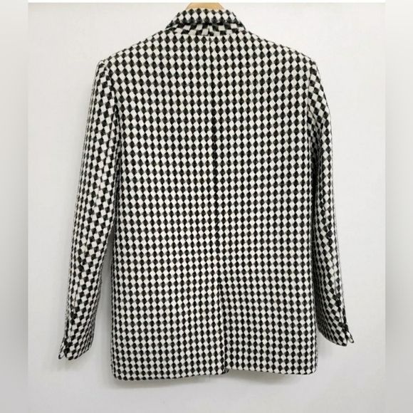 Nasty Gal Black and White Double Breasted Oversize Blazer Sz 2 - Picture 2 of 7